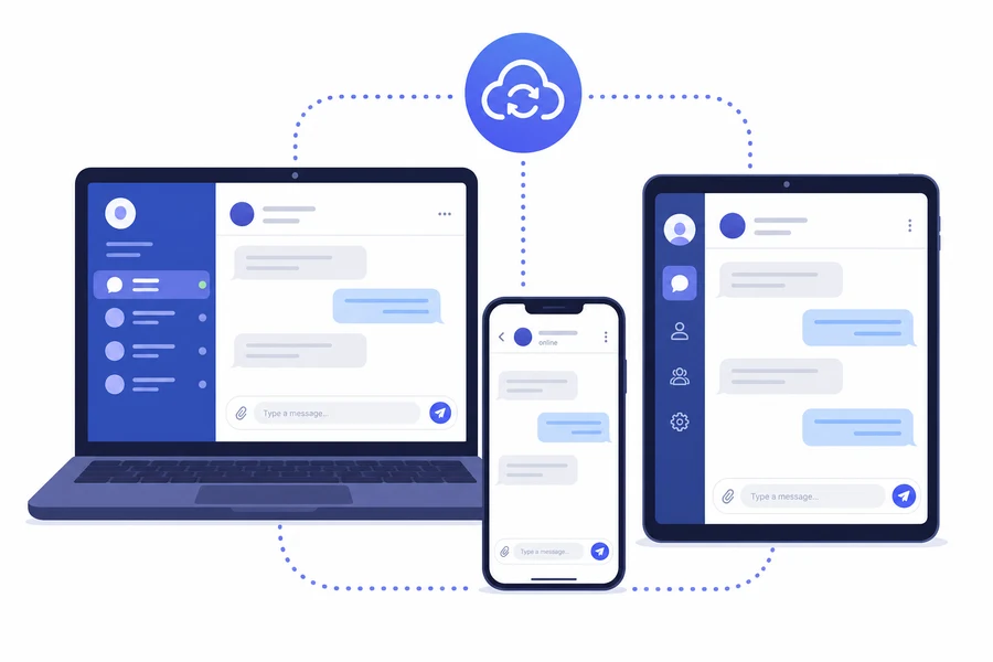 Synchronisation des discussions Telegram entre ordinateur, tablette et smartphone