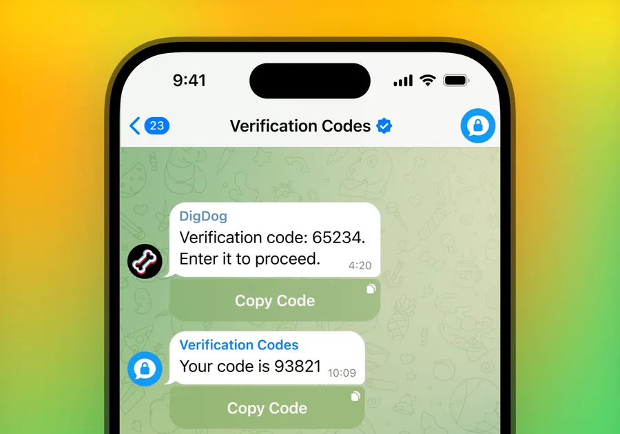 Code de vérification Telegram reçu sur iPhone lors de la connexion