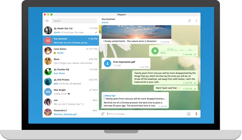 Installation de Telegram pour Windows avec l'interface de bureau
