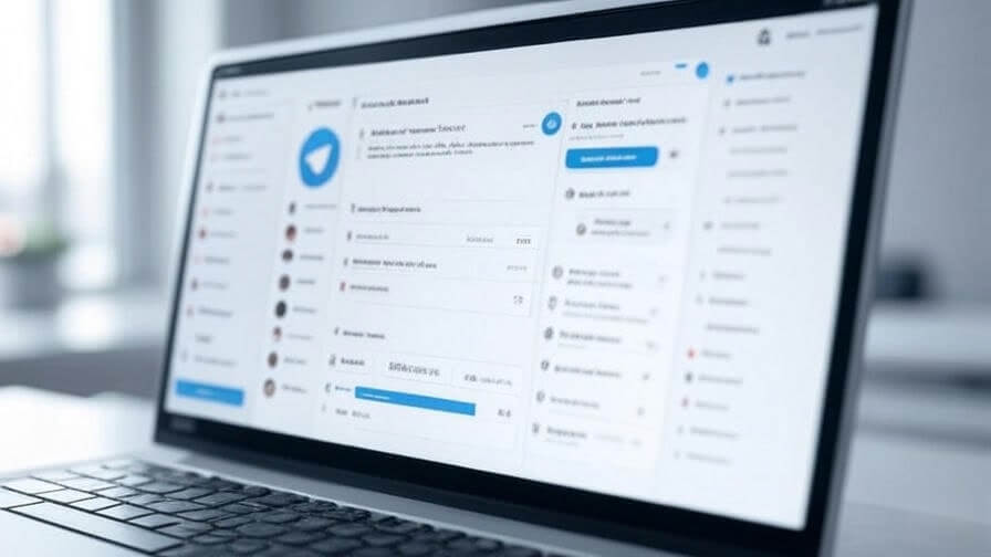 Telegram installé et ouvert sur un ordinateur portable